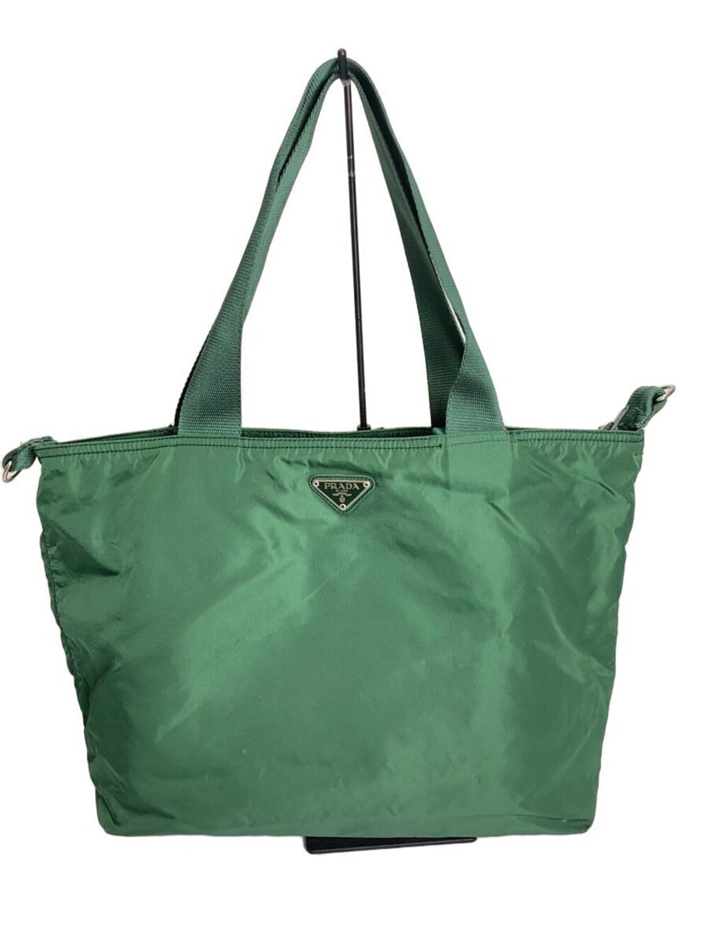 Prada Tessuto City tote bag signature triangle logo Green